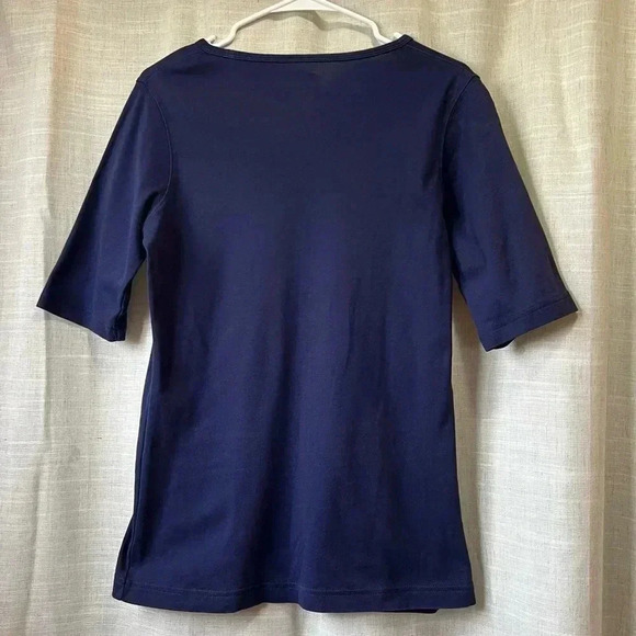 Duluth Trading Co | Quarter Sleeve Navy Blue Tee 100% Cotton Women’s Small Shirt - Picture 2 of 5